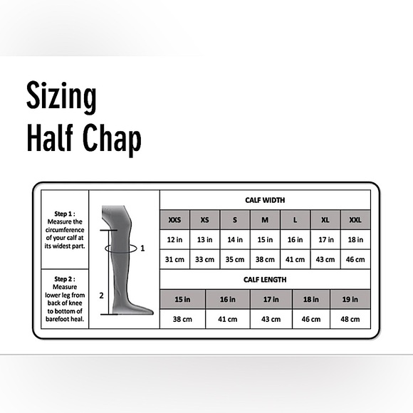 NWT* ProChaps The Fit half chaps black 18” length, XL Calf (see size chart) - Picture 13 of 16